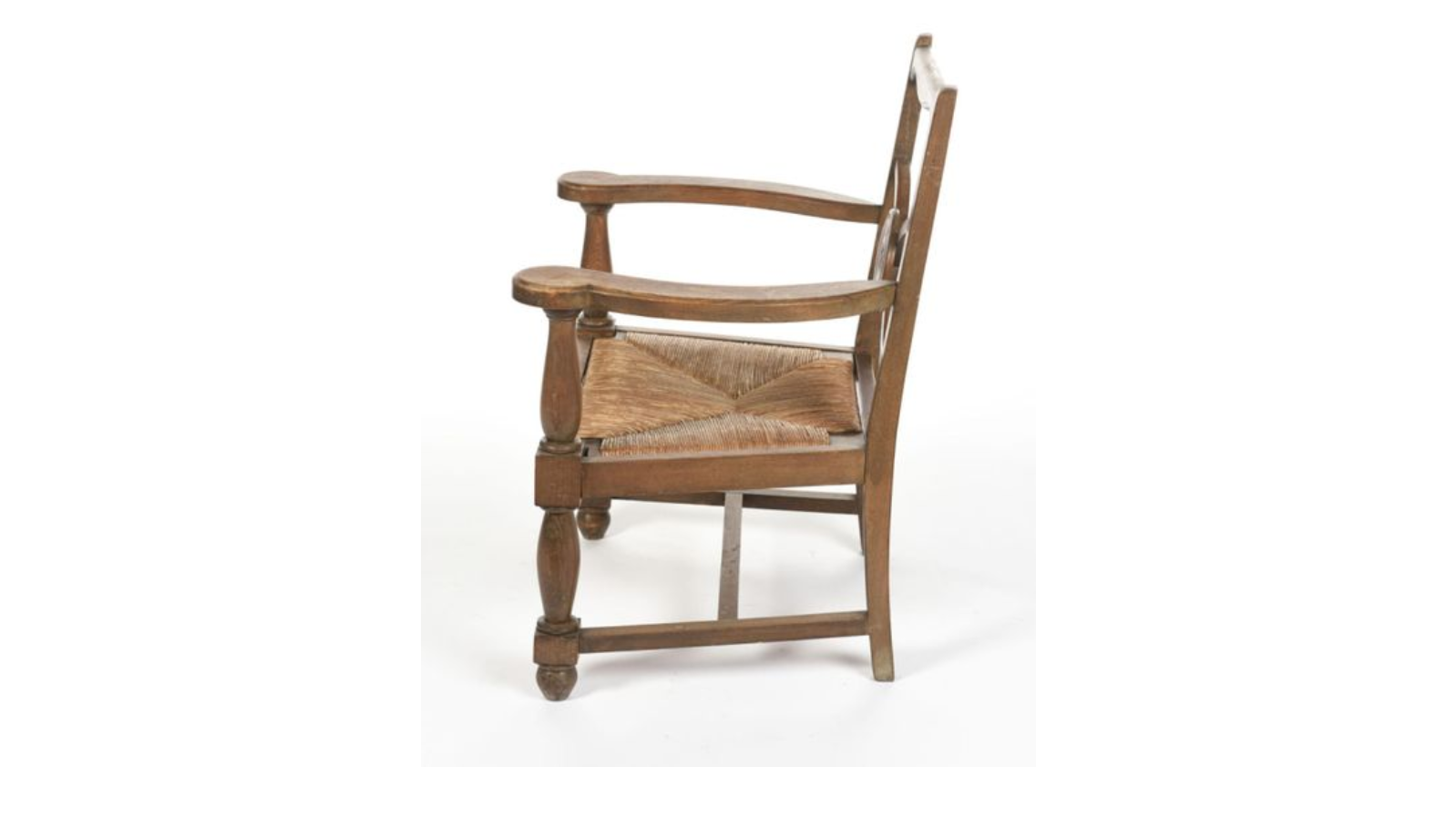 Solid oak structure chair and mulched-trimmed seat circa 1940