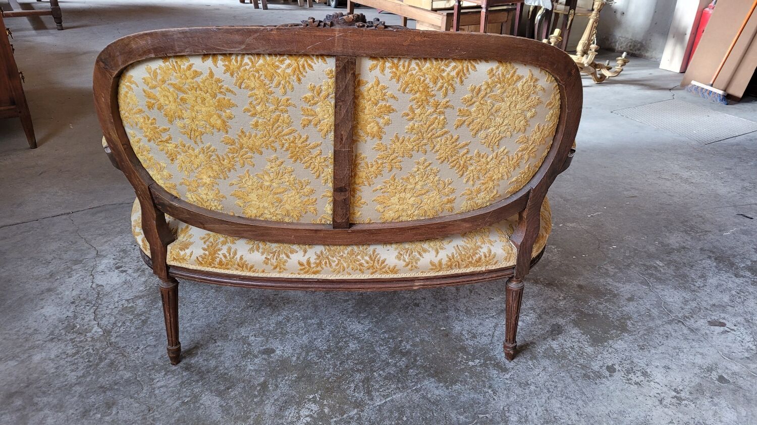 Louis XVI style sofa bench carved