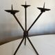 Brutalist beaten-iron campaign candlestick 1970