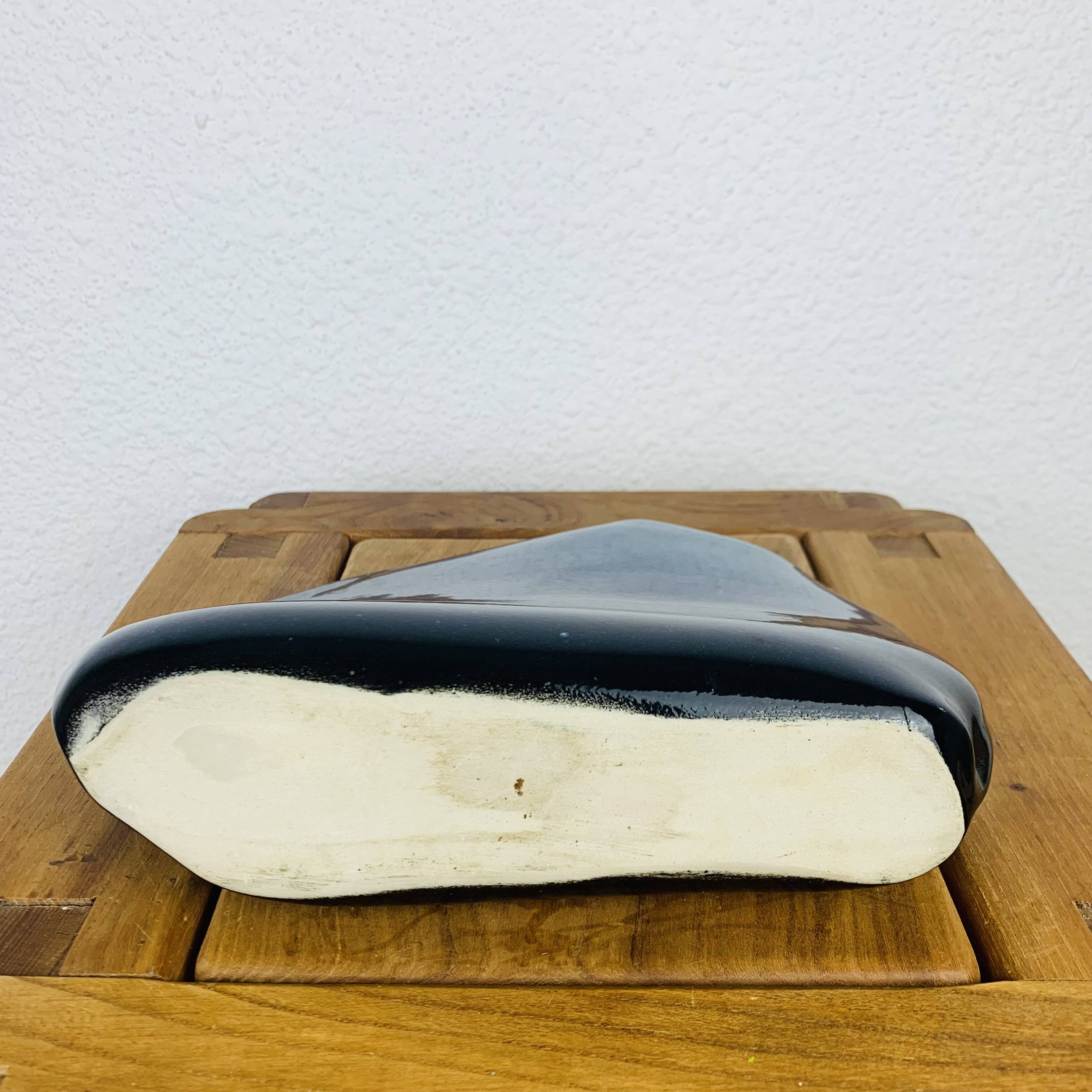 Blue ceramic free form vase