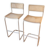 Tabourets de bar Cesca blancs, 1970s, set de 2