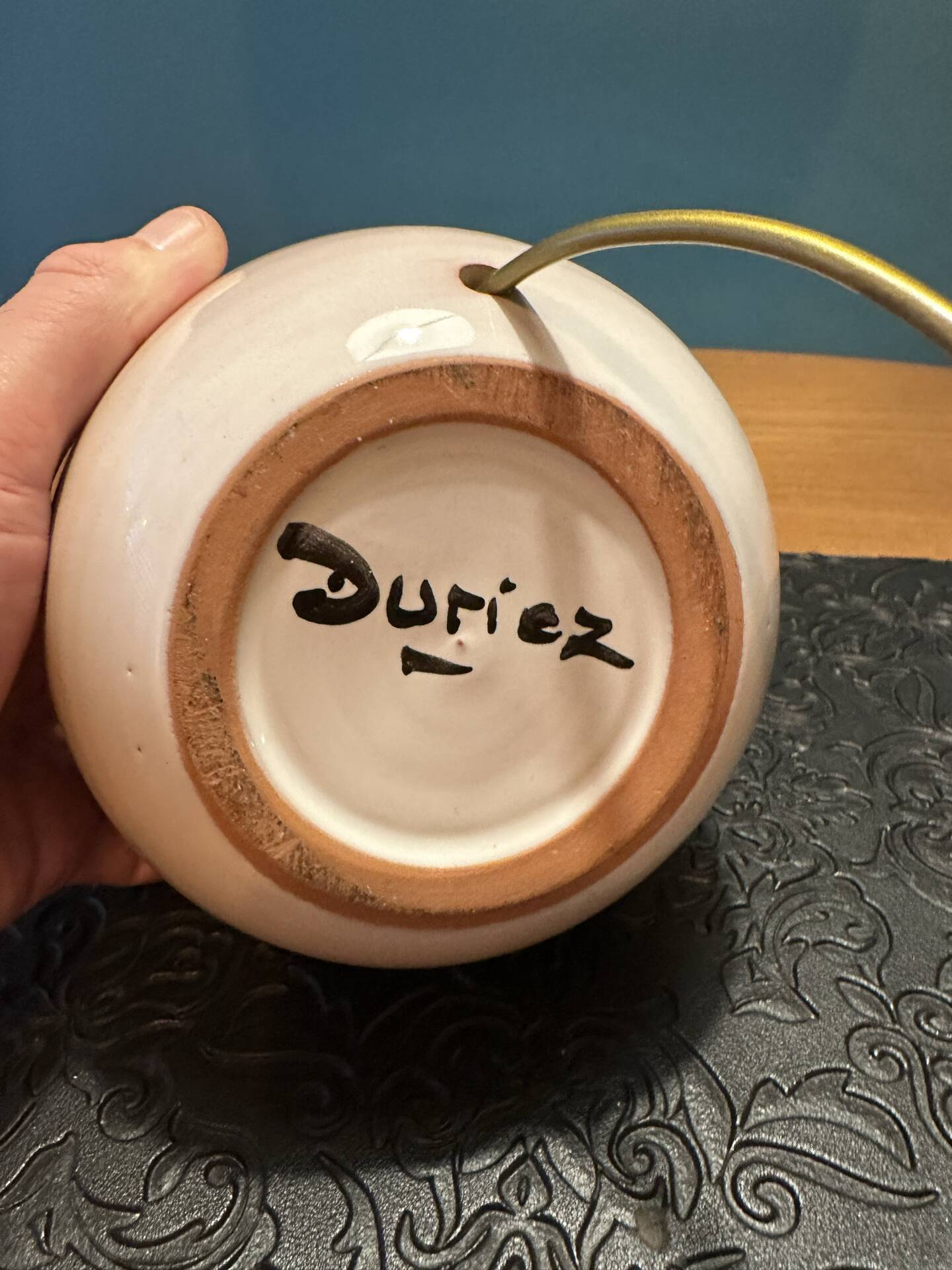 Pied de la lampe en céramique estampillé Duriez