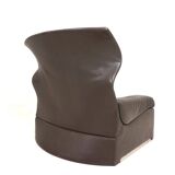 Saporiti Vela Alta leather armchair with ottoman by Giovanni Offredi