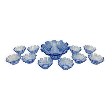 Art Deco Murano glass serving bowl set of 13. Italy 1930s