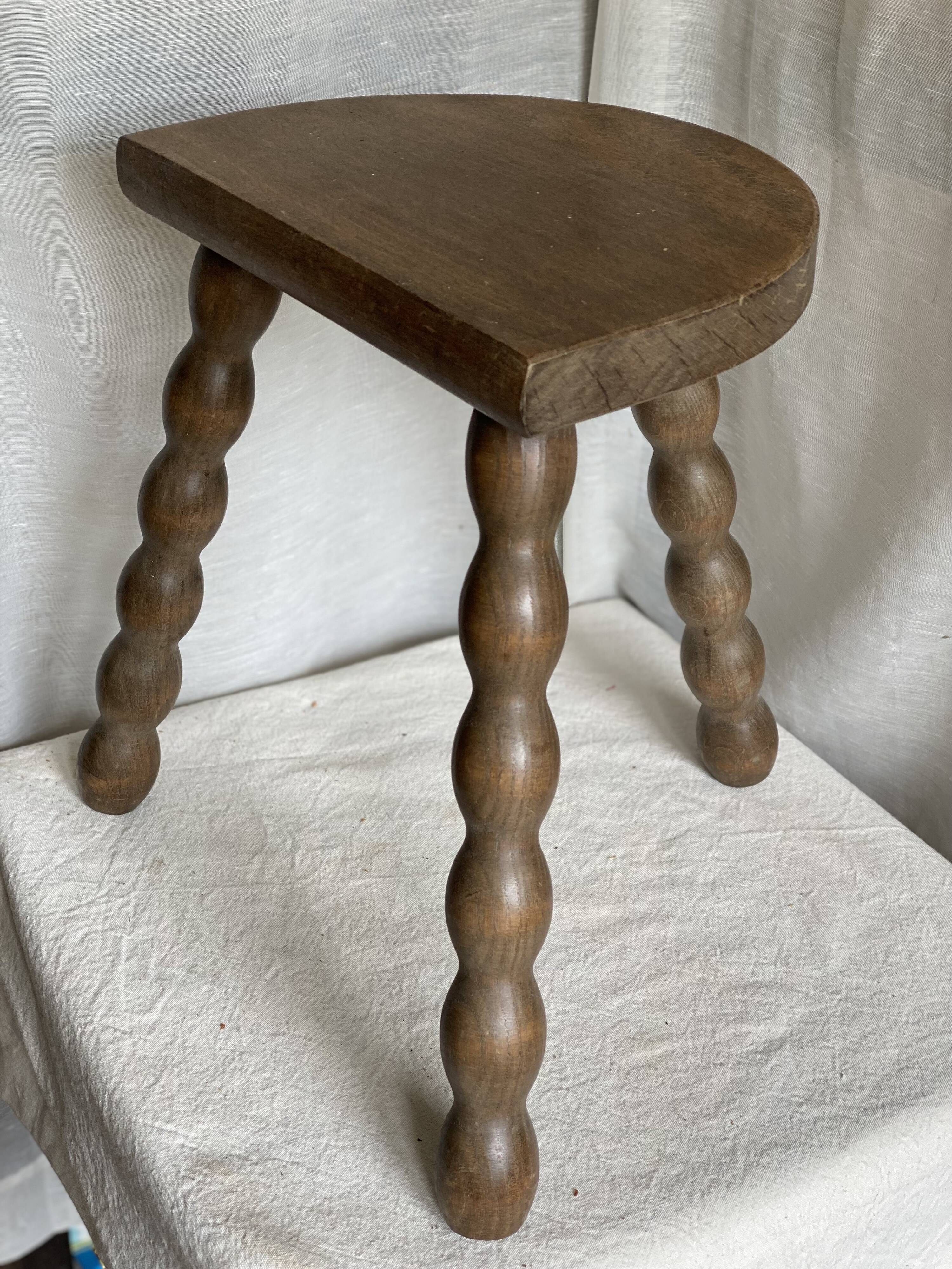Vintage 1950s half-moon tripod stool