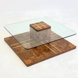 Table basse vintage de Smania en bois de ronce