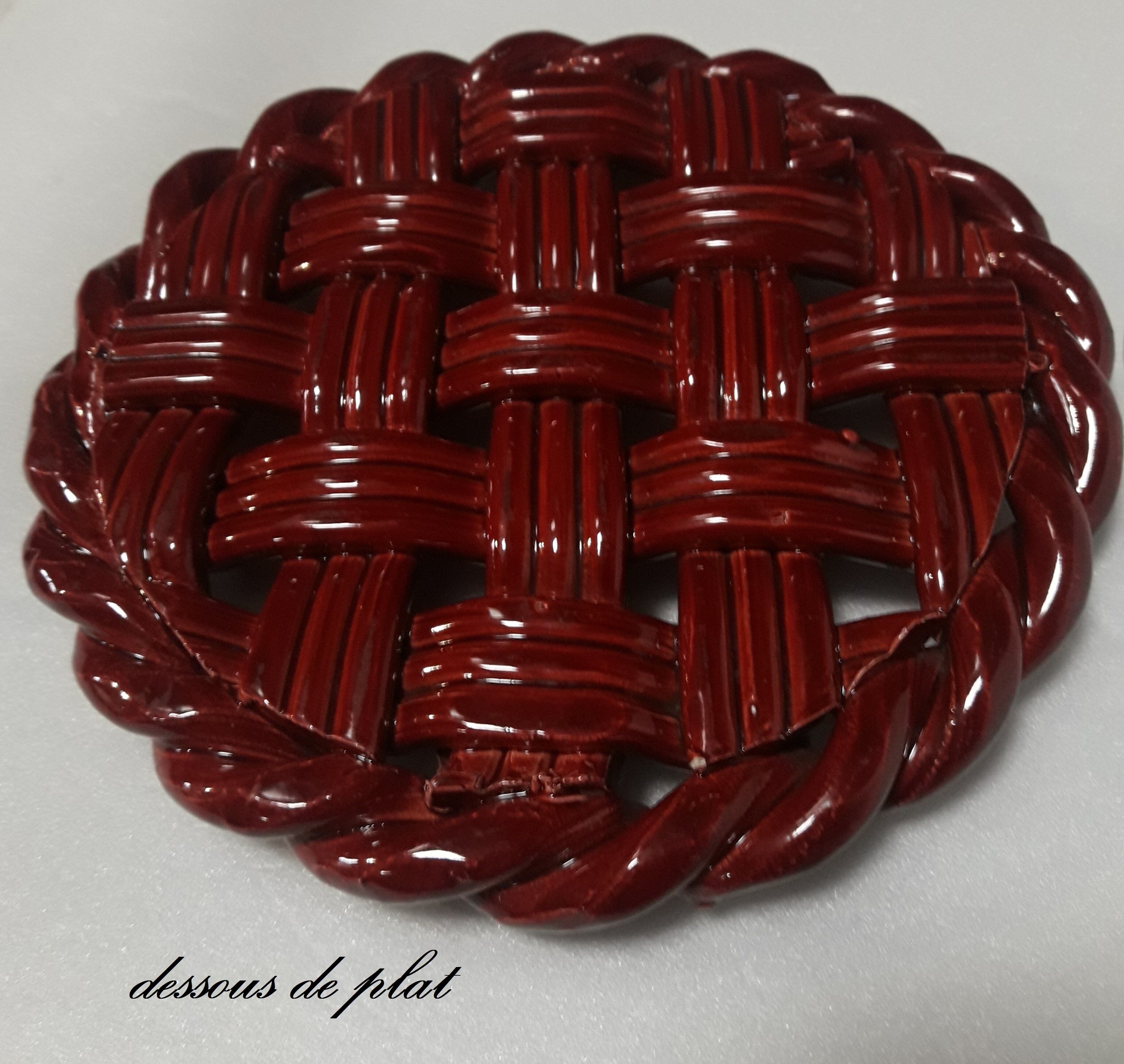 Trifle and 2 bottle coasters, woven ceramic