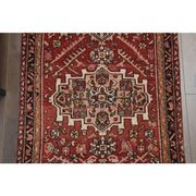 1970s Vintage Turkish Oushak Handmade Wool Cotton Red Runner Rug 101x305