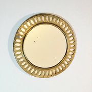 Round Moroccan mirror in openwork chiseled brass - vintage mirror 32 cm