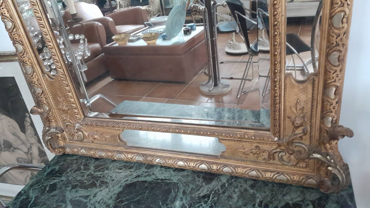 Grand miroir à parcloses biseauté xixème