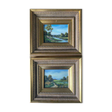 Paintings during HSP "Animated landscapes / river" signed Lefranc + frame XX°