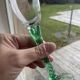 4 champagne flutes, Italian glassware, 1960s, green twisted stem