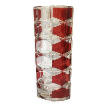 Ruby-colored glass vase by JG Durand and produced by Luminarc circa 1970