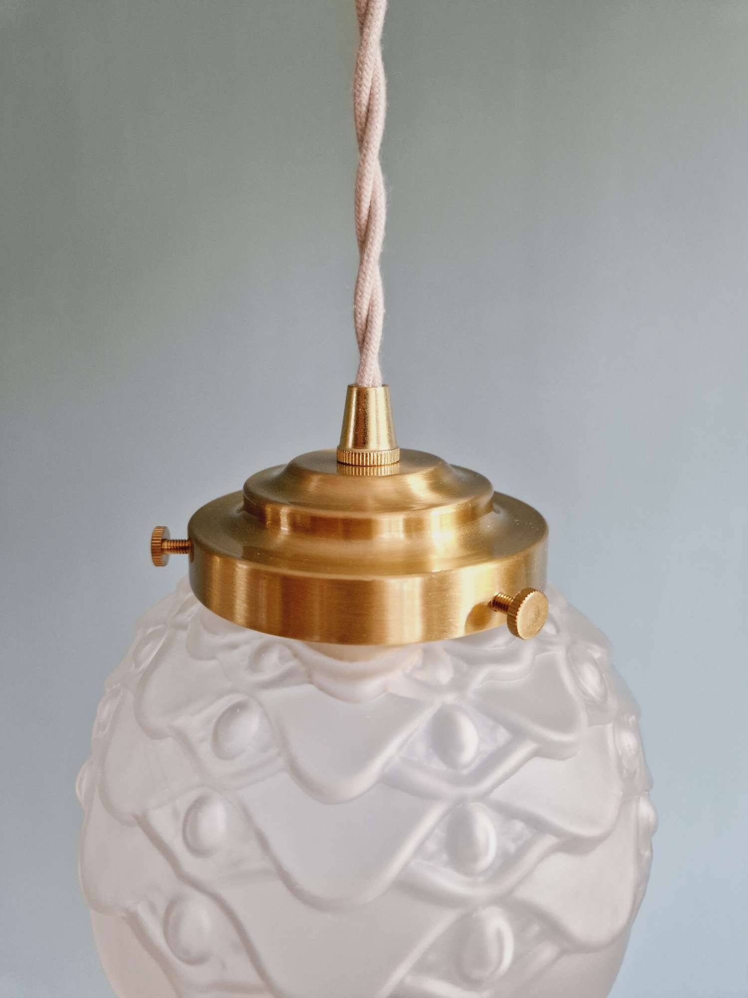 Art Deco satin glass pendant (2 available), 1920s-30s