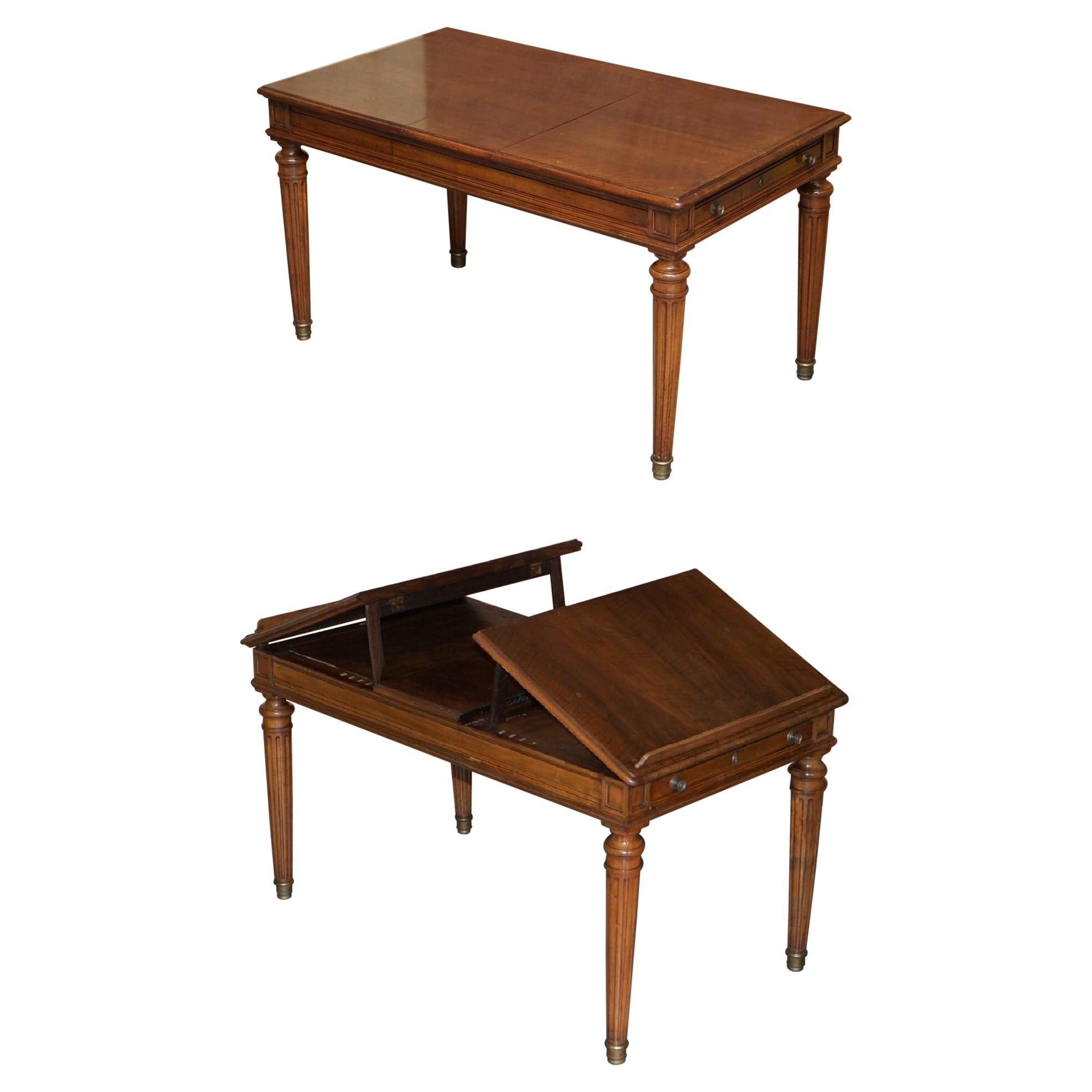 Table d'écriture bibliothèque antique circa 1860 avec pentes jumelles