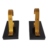 Pair of vintage Art Deco style bookends in marble and gold-plated metal
