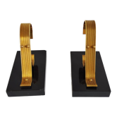 Pair of vintage Art Deco style bookends in marble and gold-plated metal