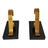 Pair of vintage Art Deco style bookends in marble and gold-plated metal