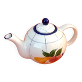 Coffee / teapot ball shape earthenware with fruit decoration