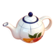 Coffee / teapot ball shape earthenware with fruit decoration