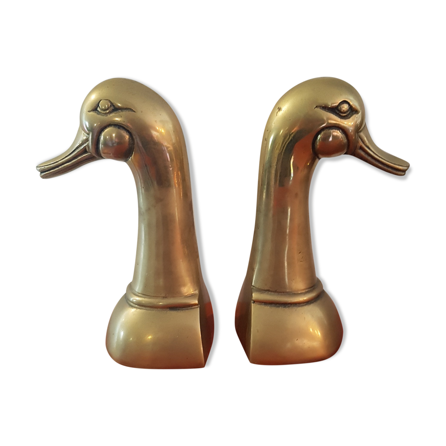 Pair of ducks brass bookends