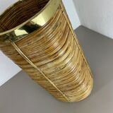 Mid-century rattan and brass bauhaus waste paper bin, france, 1960s
