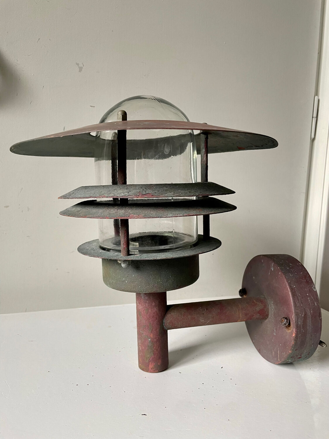 Classic Danish  Outdoor Wall Lamp in Copper