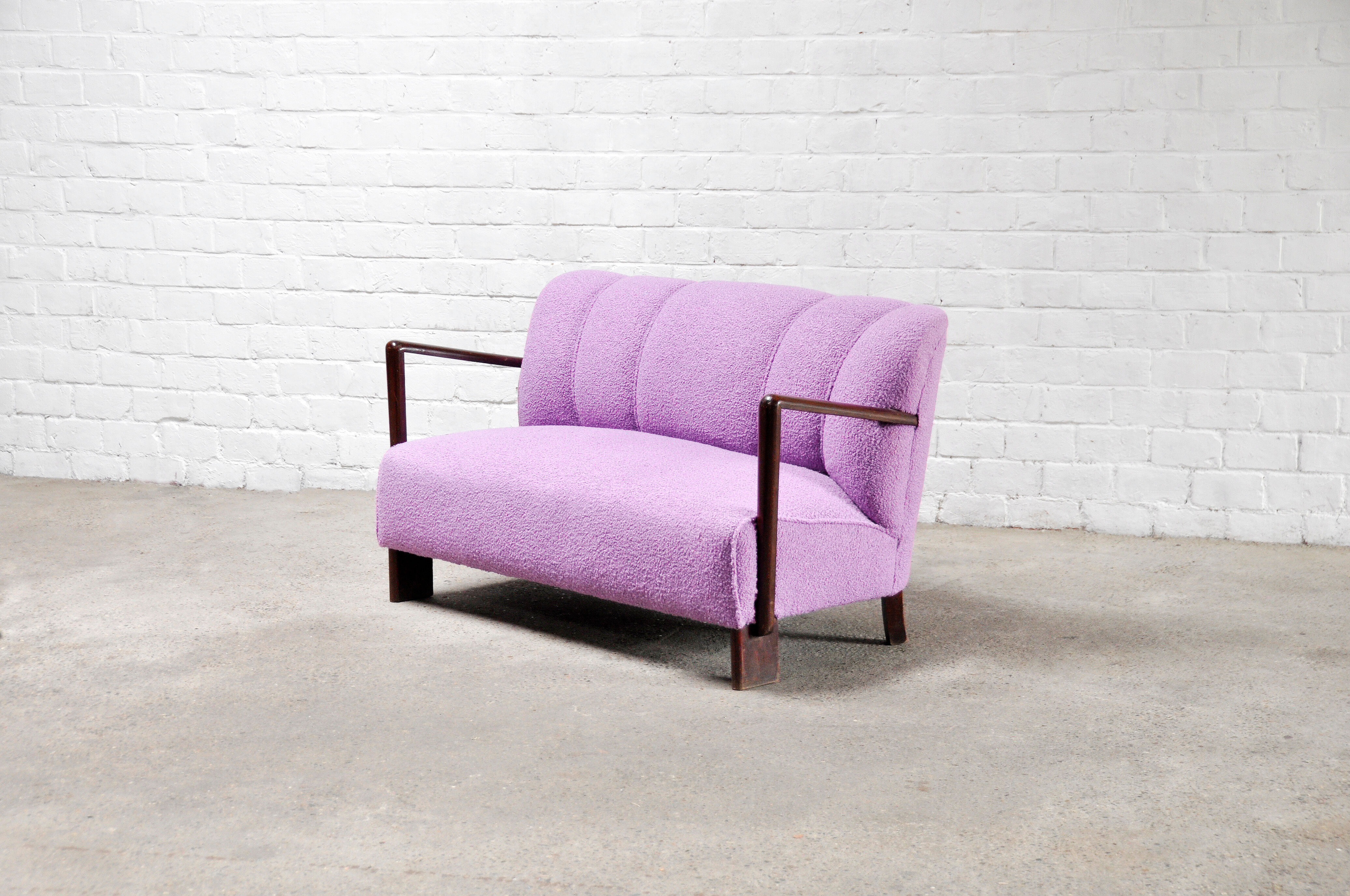 Mid-Century Italian Sofa in Purple Bouclé Wool, 1950s