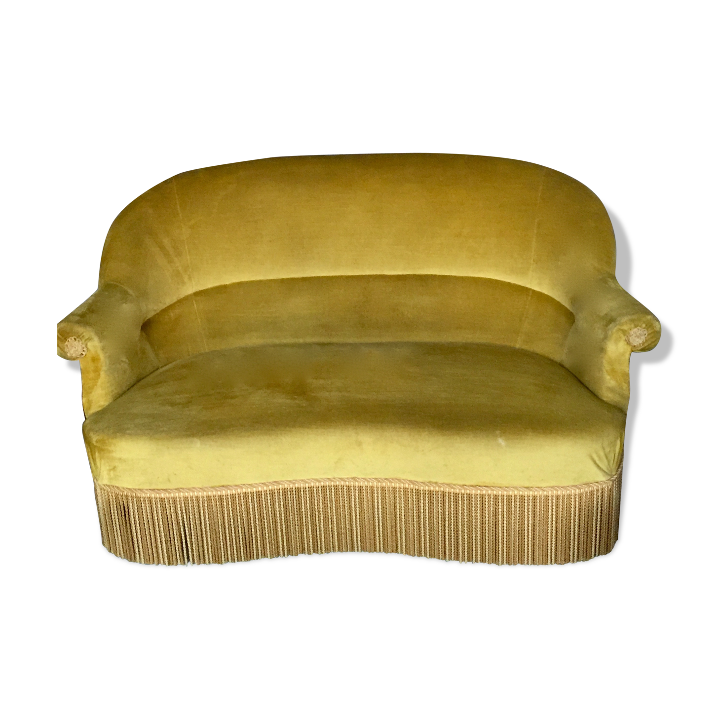 Sofa seat yellow velvet toad