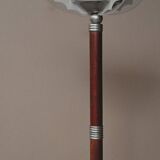 Art Deco floor lamp in oak, metal and glass, circa 1930