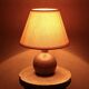 Guy Baudat stoneware ball lamp, yellow lampshade, 1970s
