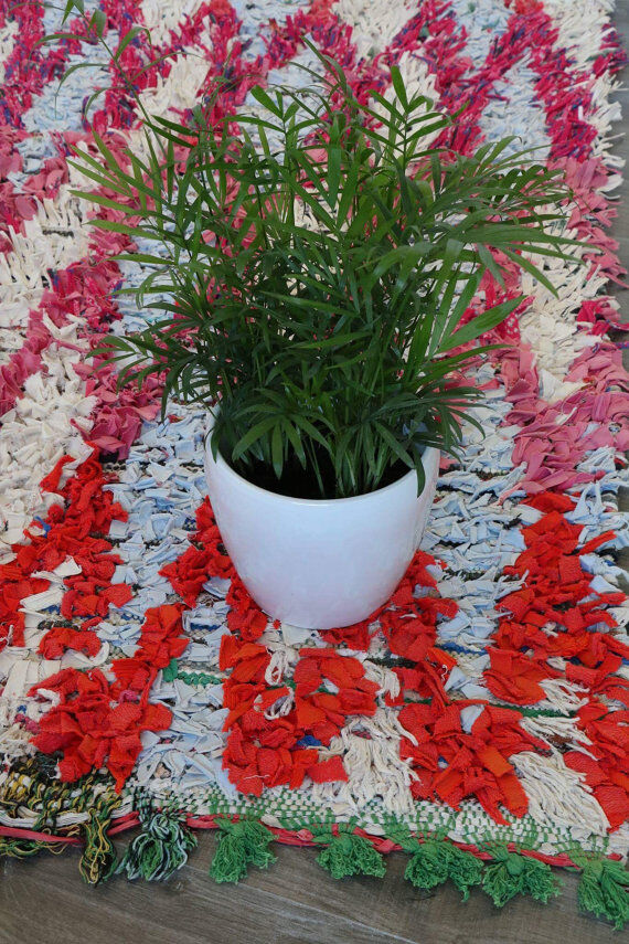 Boucherouite tapis de laine à la main authentique, 100x195