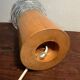 Cylindrical base lamp in solid wood and chiseled glass globe