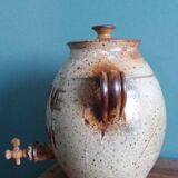 Vinaigrier pot alcohol jar signed Jean-Pierre Prud’homme stoneware from Puisaye