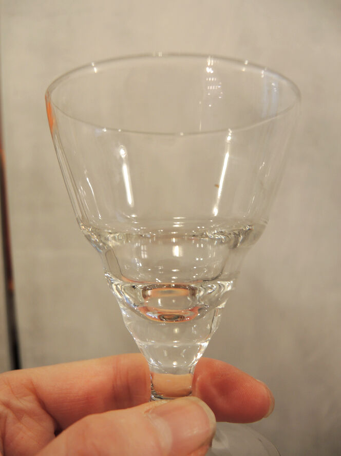 5 old art deco style foot glasses