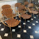 Series of 6 garden armchairs and patio Scoubidou', Italian Vintage Design 1950s