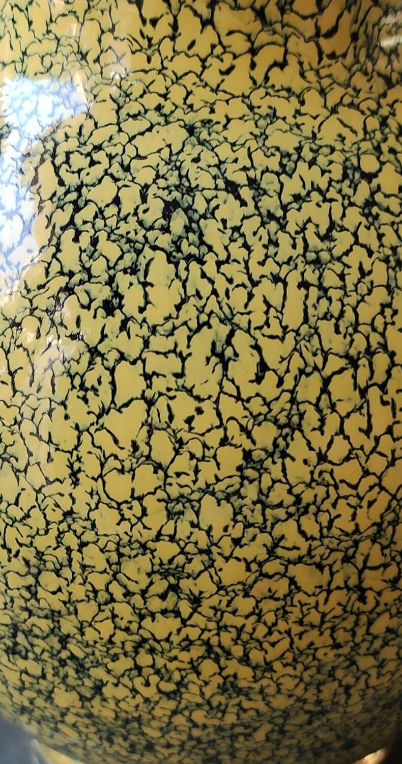 Crackle effect ball vase Signed FBA France In incorporated molecular enamels