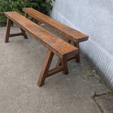 Pair of solid oak benches