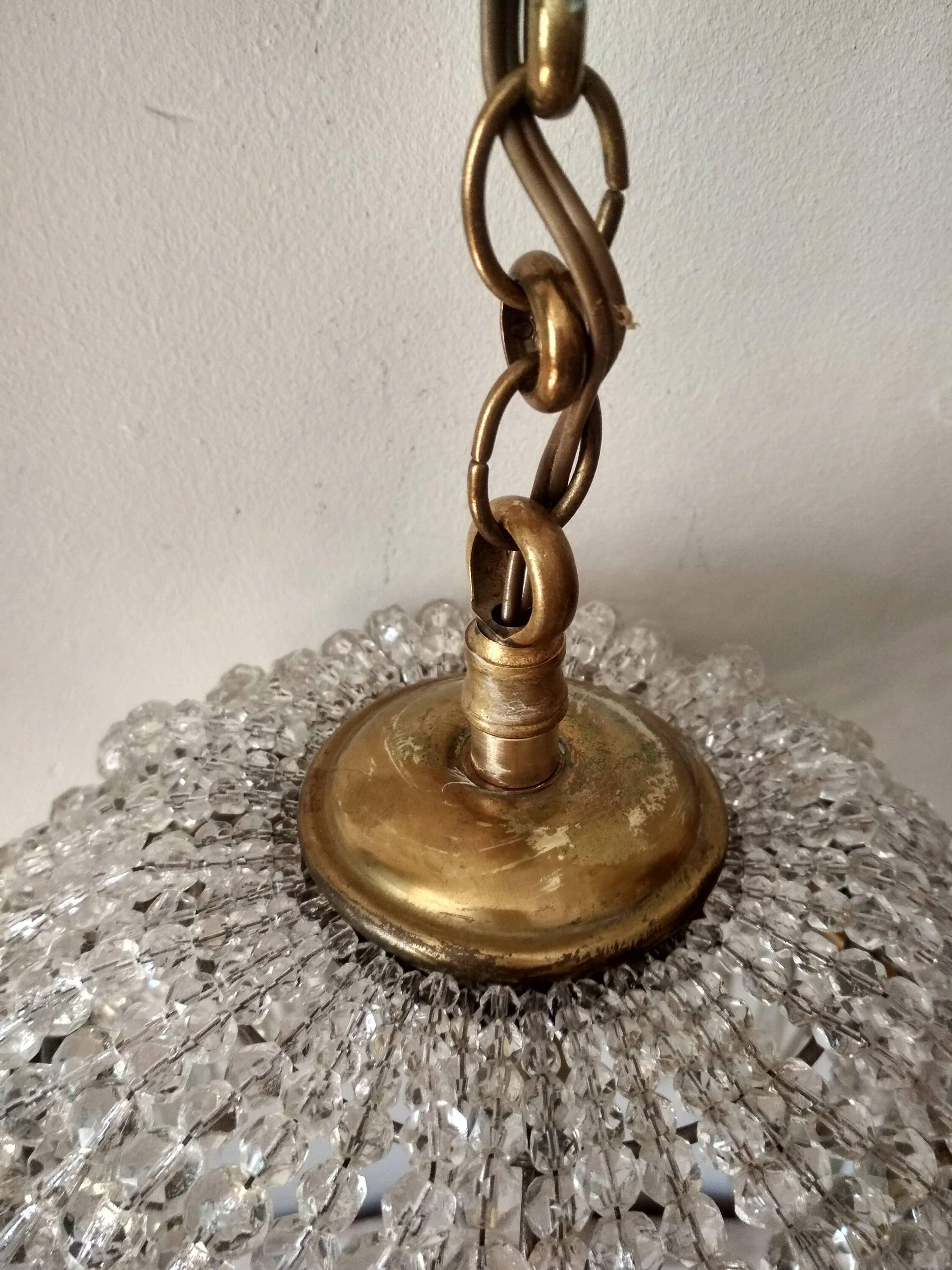 Brass hot air balloon pendant light with crystal drops