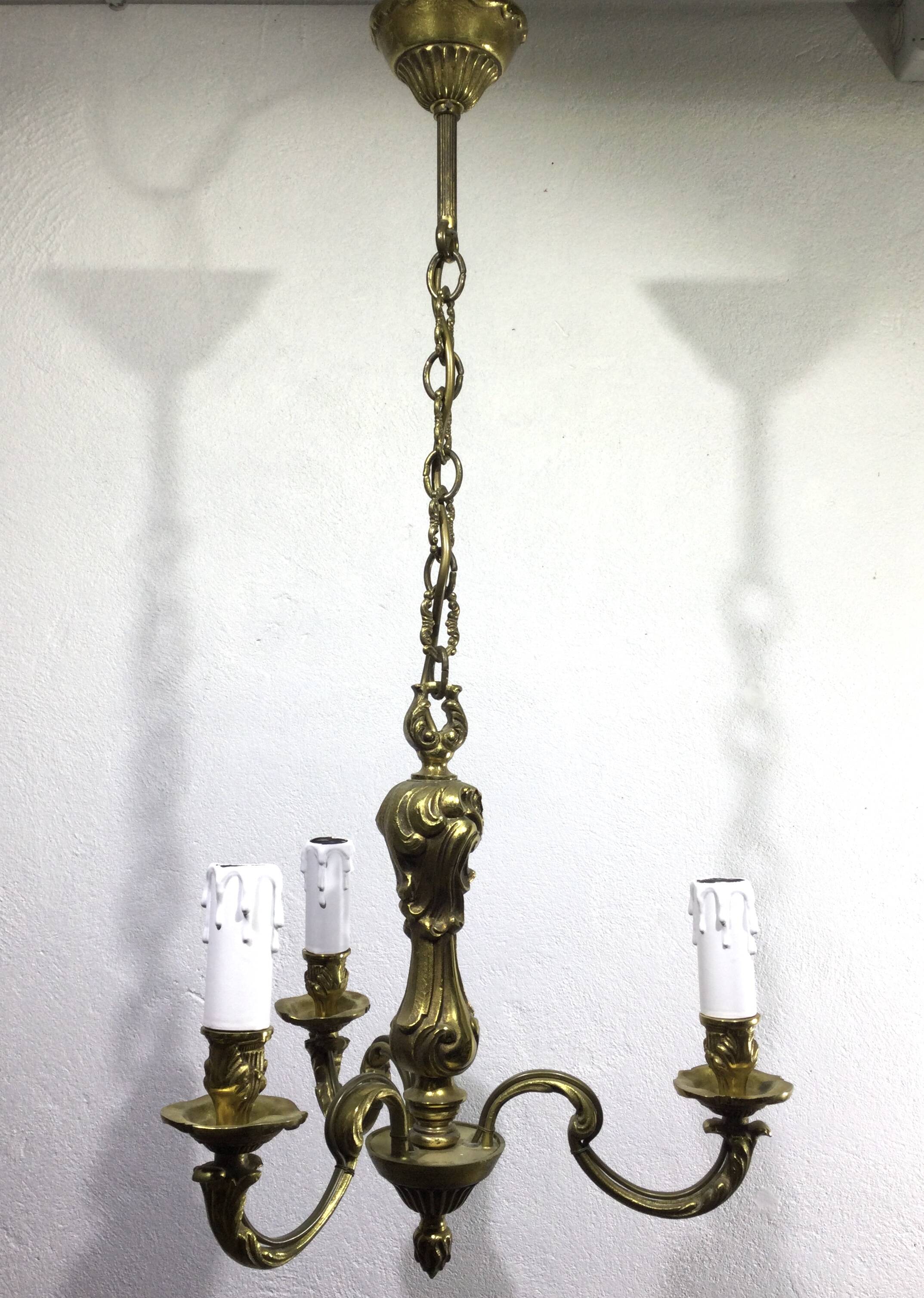 3-light bronze chandelier
