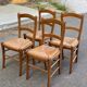 4 chaises bois massif blond chêne moyen satin et paille