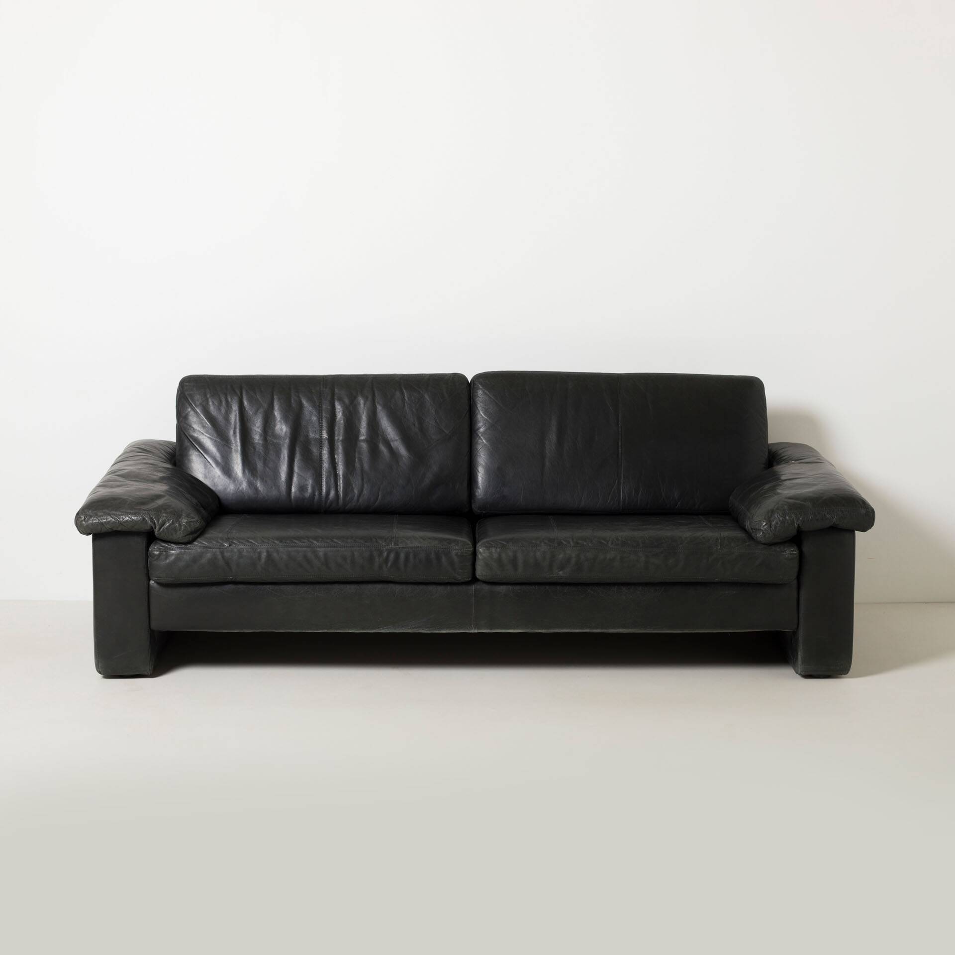 Cor Conseta black leather 3 seater sofa, Germany, 1970s
