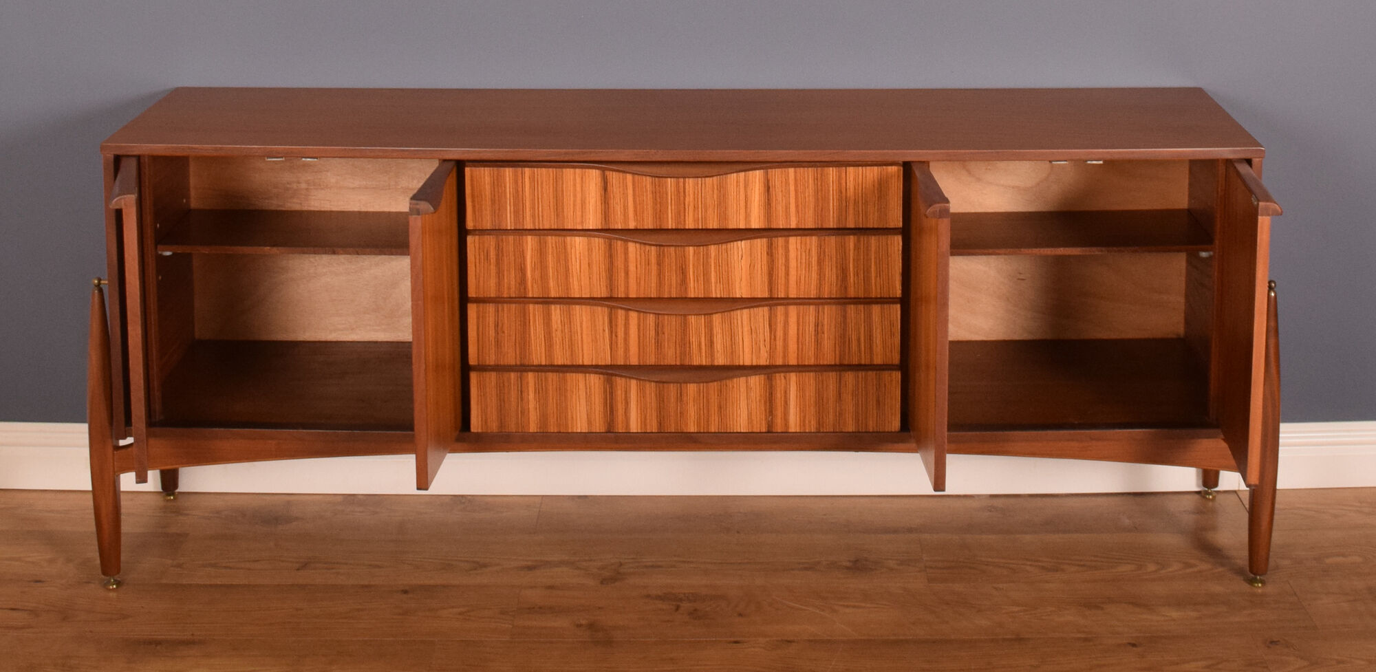 Restored 1960s Retro EON Elliots of Newbury Zebrano Sideboard Atomic Legs