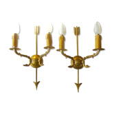 Pair of bronze sconces arrow and gooseneck attribute