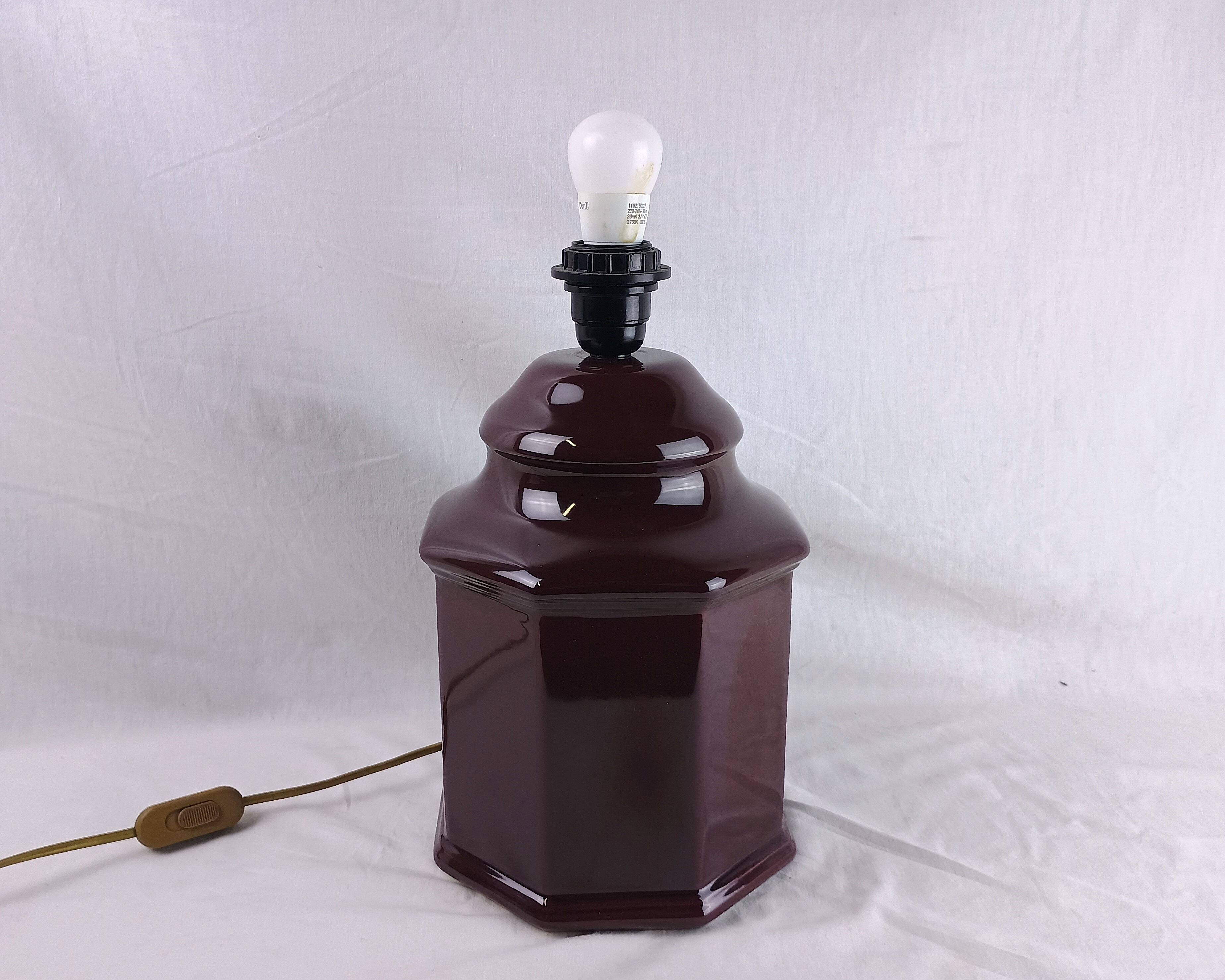 Vintage Black Ceramic Table Lamp Retro Chic