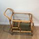 Rattan rolling table and leather ties