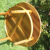 Round coffee table in solid walnut double tray of the 1970s