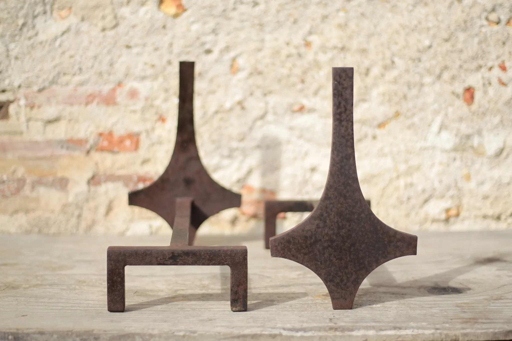Vintage fireplace grates, wrought iron grates, modernist, brutalist