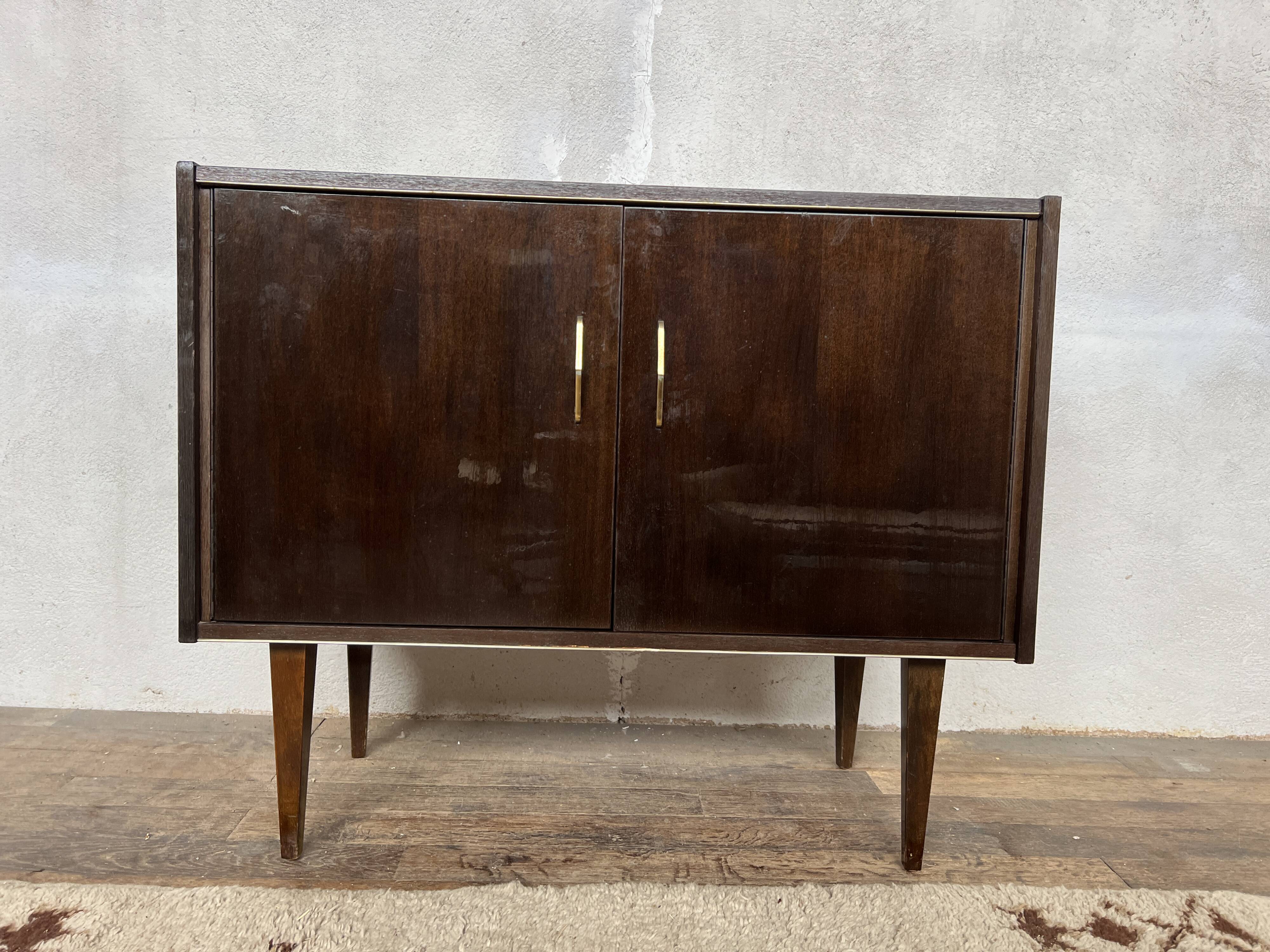 vintage varnished wood sideboard