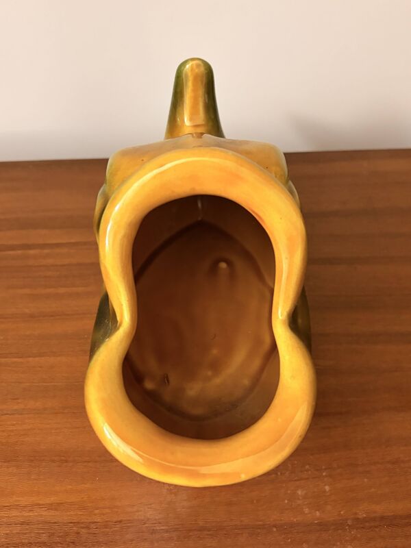 Saucière poisson Vallauris en faïence orange et vert vintage 60s/70s